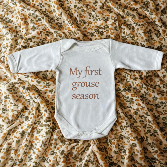 My first grouse season short sleeve bodysuit